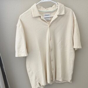 Denim & Flower Cream Button Down Shirt